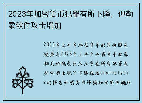 2023年加密货币犯罪有所下降，但勒索软件攻击增加 